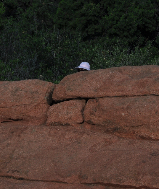 lady behind rock